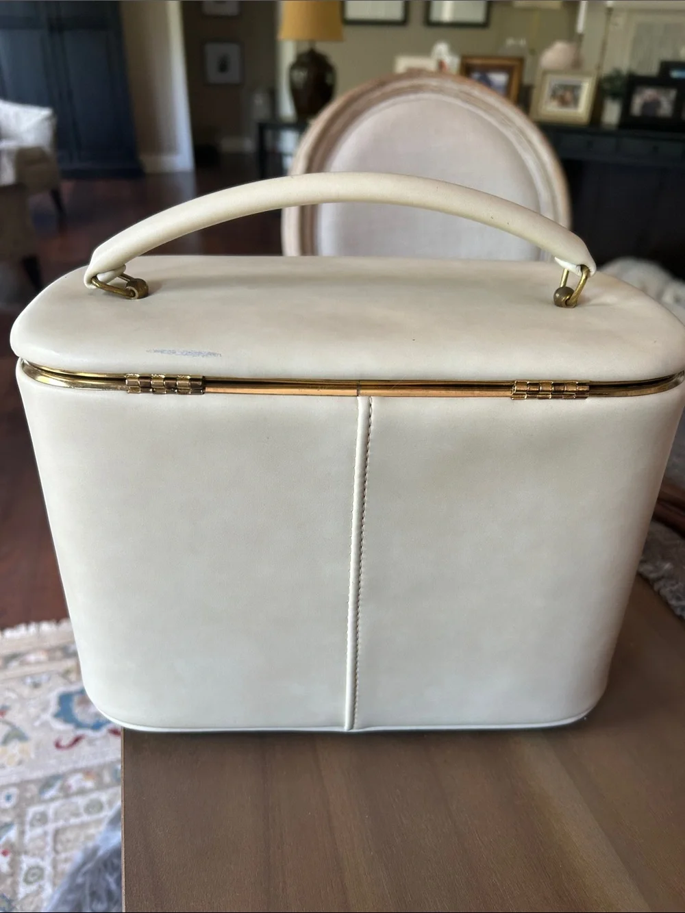 1960s Vintage Mary Kay Cream Cosmetic Case with Gold Hardware